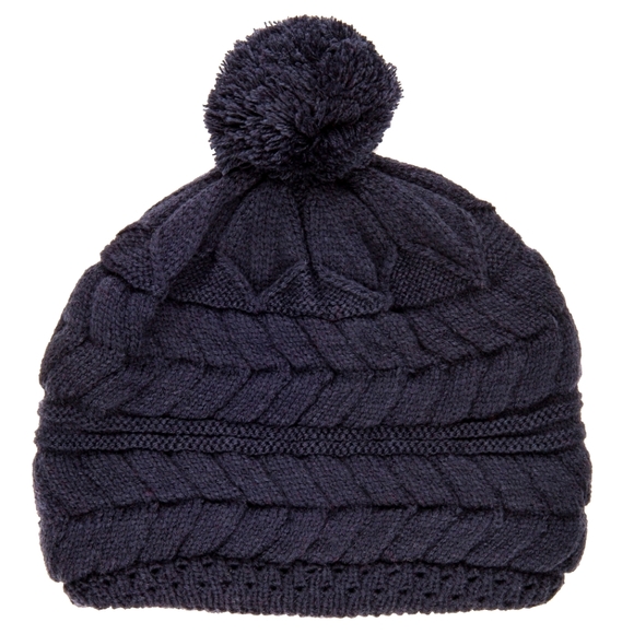 Noble Mount Women's Cityscape Pom Beanie Hat ( Navy ) - Picture 1 of 1